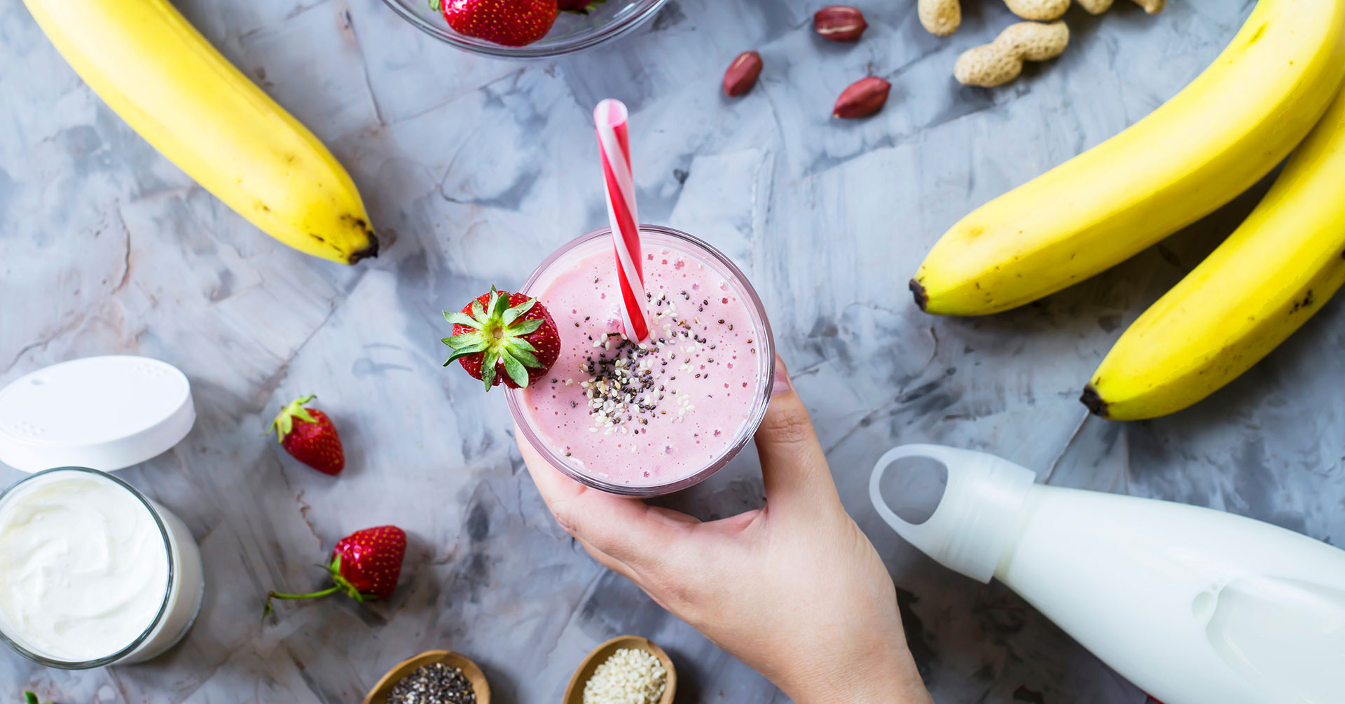Licuado de fresas con crema de coco