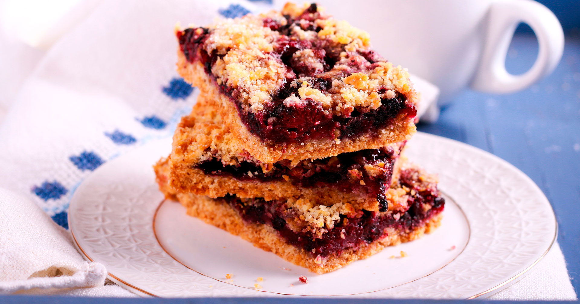 Barras de avena con sabor blueberrie cheescake