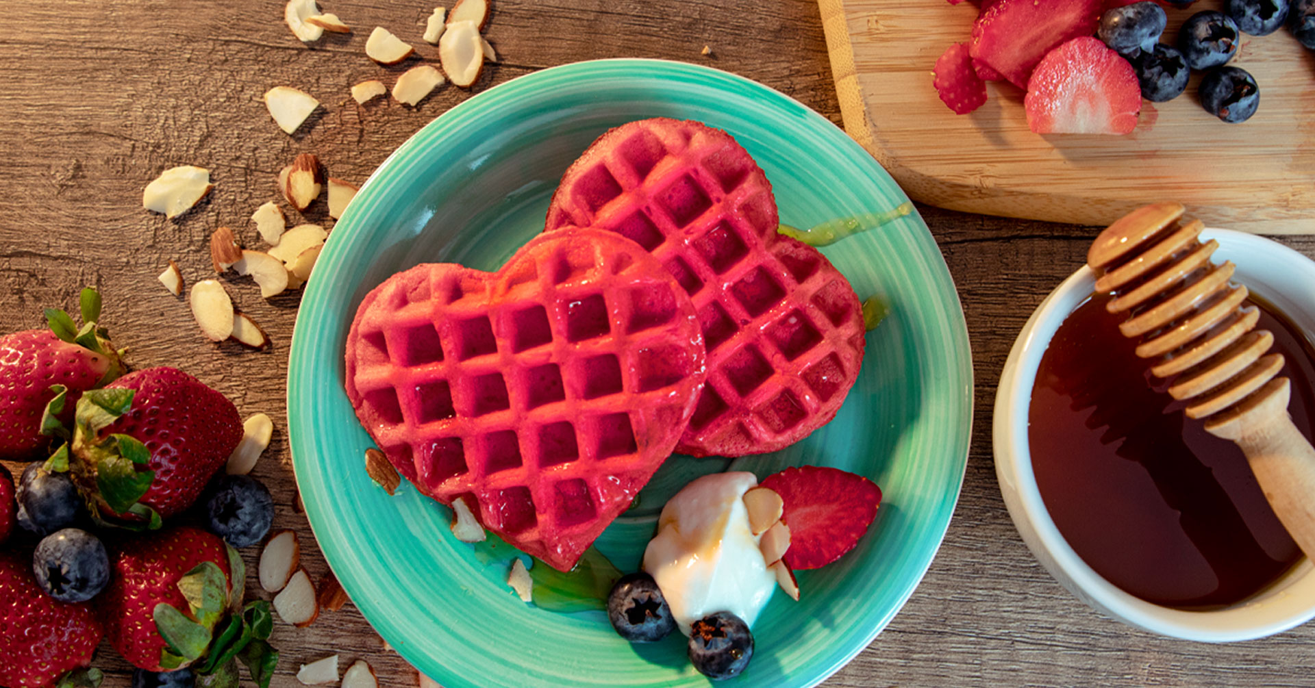 Waffles de avena en forma de corazón