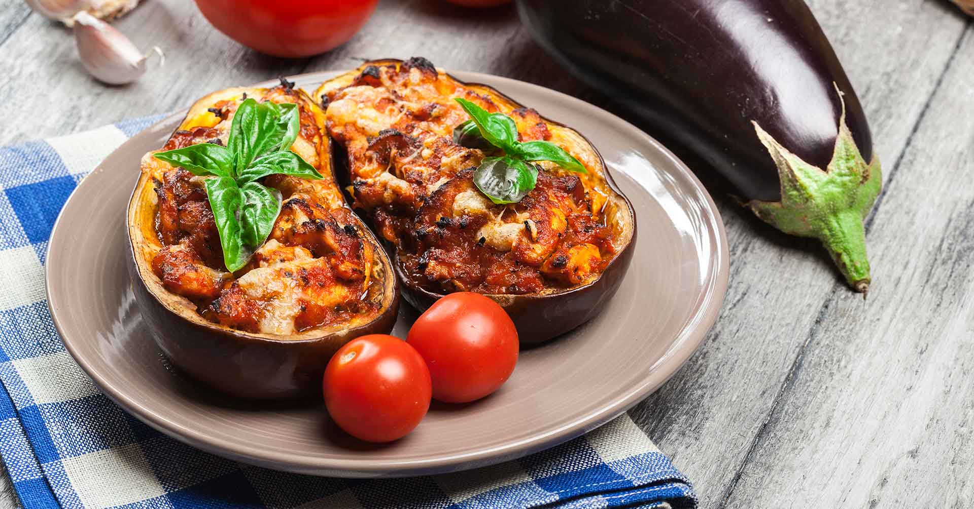 Berenjenas rellenas de avena y verduras