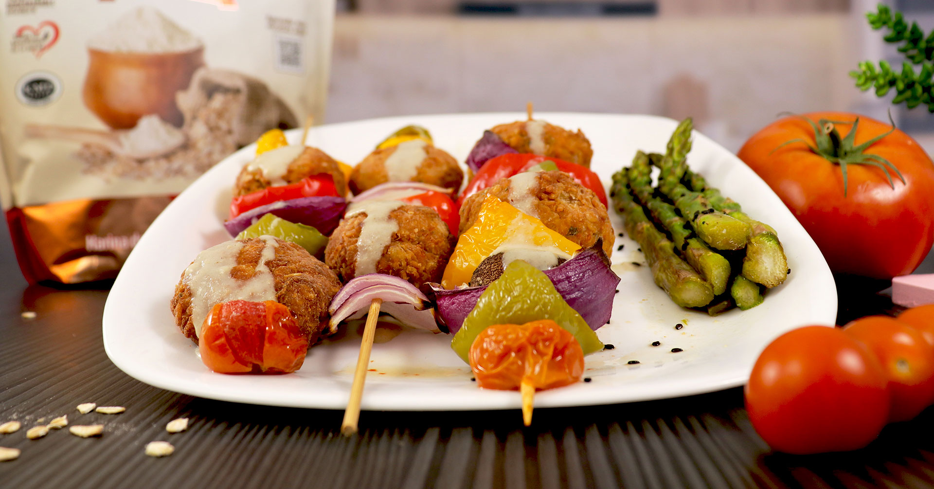 Brochetas de albóndigas de avena