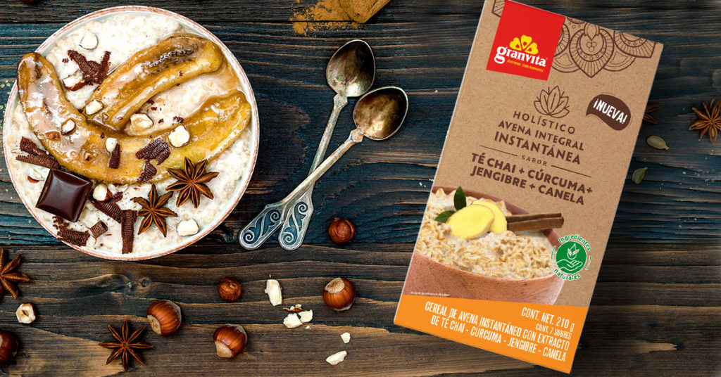Imagen Avena Instantánea Holística Granvita de té chai con cúrcuma, jengibre y canela 