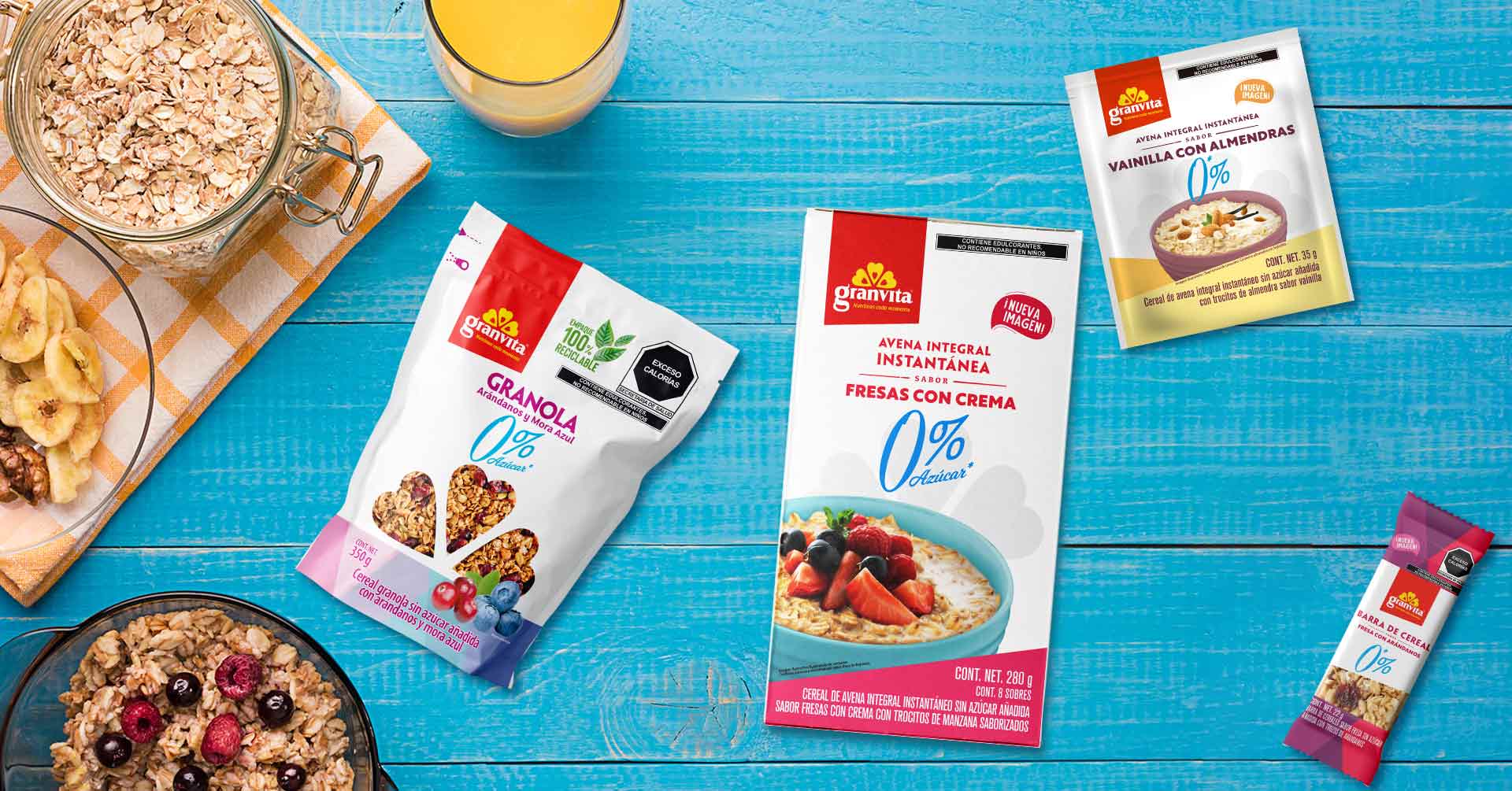 3 productos libres de azúcar Granvita para toda la familia