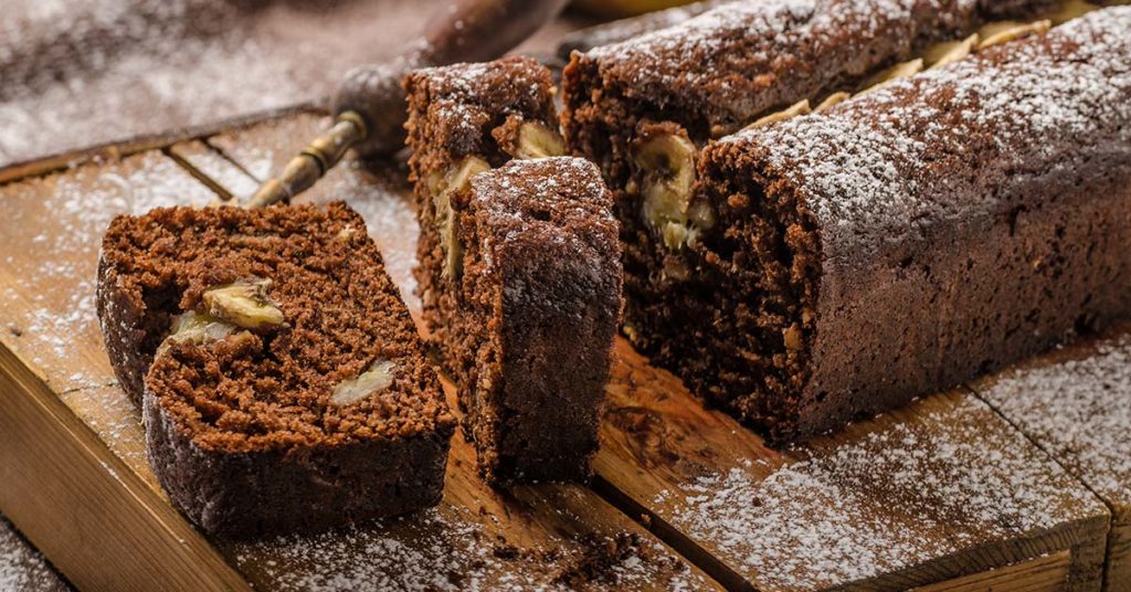 pan de plátano y avena con chocolate