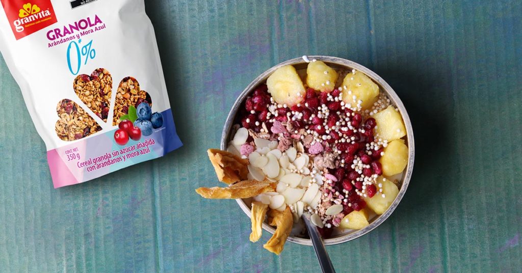 bowl de fruta con granola Granvita