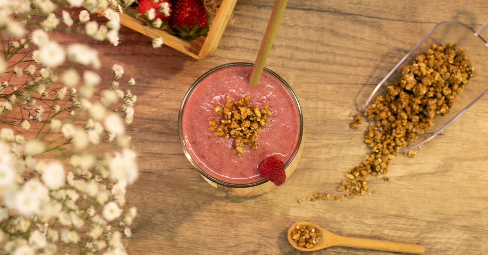 Licuado de fresas y frambuesas