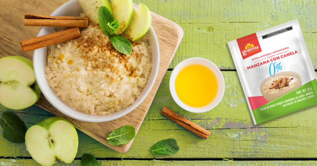 Imagen Avena Instantánea 0 % Azúcar sabor Manzana con Canela en sobre 