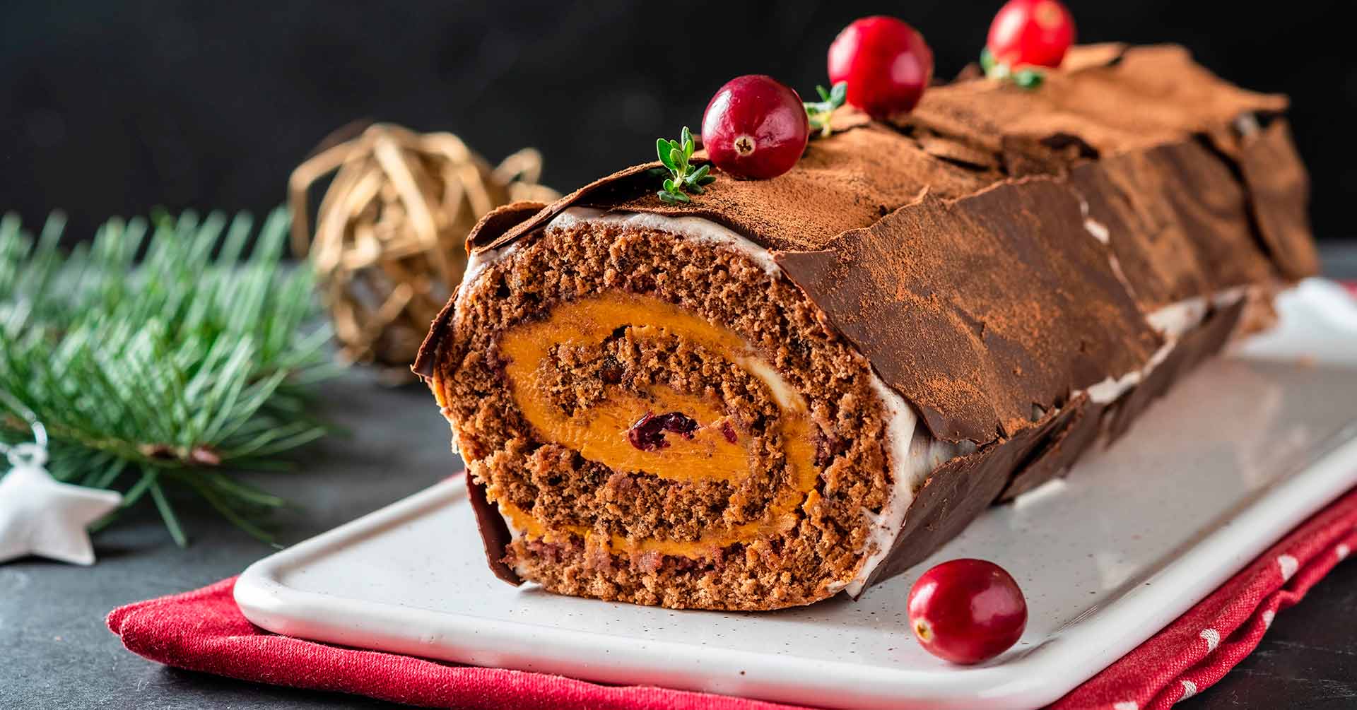 Tronco navideño de chocolate